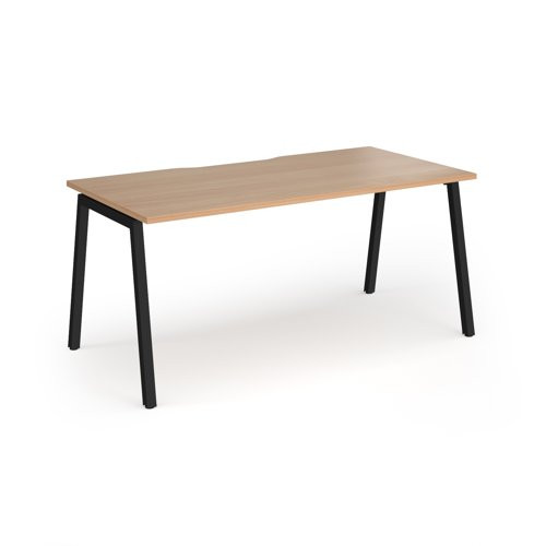 Connex Angled 1600 x 800 x 725mm Single Desk - Black Frame / Beech Top