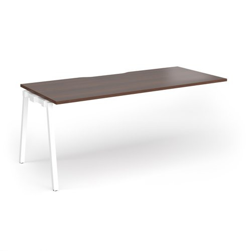 Connex Angled 1800 x 800 x 725mm Single Add On Bay - White Frame / Walnut Top
