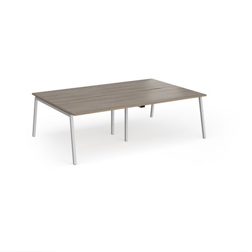 Connex Angled 2400 x 1600 x 725mm Back to Back Desk (4 x 1200mm) - Silver Frame / Nebraska Oak Top