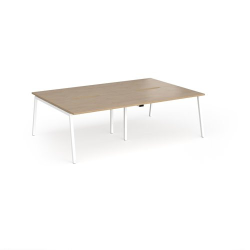 Connex Angled 2400 x 1600 x 725mm Back to Back Desk (4 x 1200mm) - White Frame / Kendal Oak Top