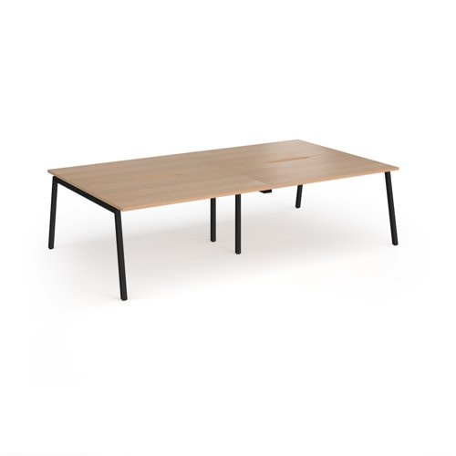 Connex Angled 2800 x 1600 x 725mm Back to Back Desk (4 x 1400mm) - Black Frame / Beech Top
