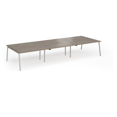 Connex Angled 4200 x 1600 x 725mm Back to Back Desk (6 x 1400mm) - Silver Frame / Nebraska Oak Top