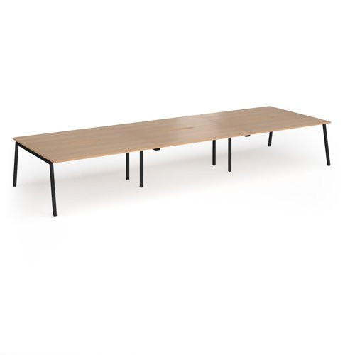 Connex Angled 4800 x 1600 x 725mm Back to Back Desk (6 x 1600mm) - Black Frame / Beech Top