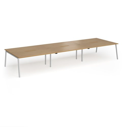 Connex Angled 4800 x 1600 x 725mm Back to Back Desk (6 x 1600mm) - Silver Frame / Oak Top