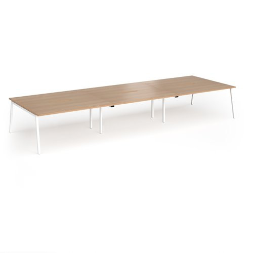 Connex Angled 4800 x 1600 x 725mm Back to Back Desk (6 x 1600mm) - White Frame / Beech Top