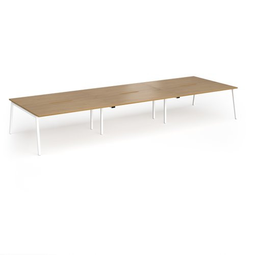 Connex Angled 4800 x 1600 x 725mm Back to Back Desk (6 x 1600mm) - White Frame / Oak Top