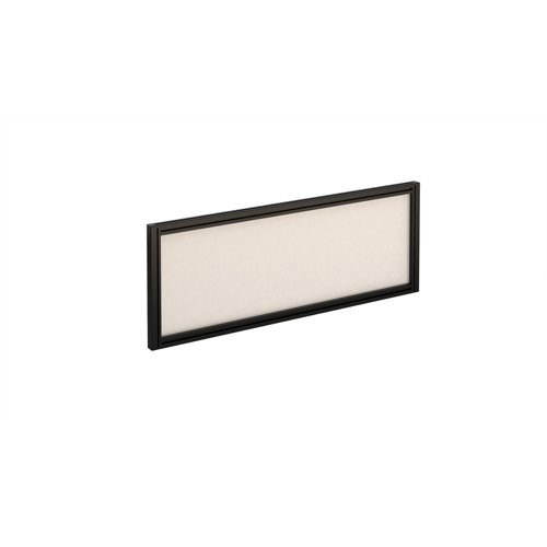 Straight glazed desktop screen 1000mm x 380mm - polar white with black aluminium frame
