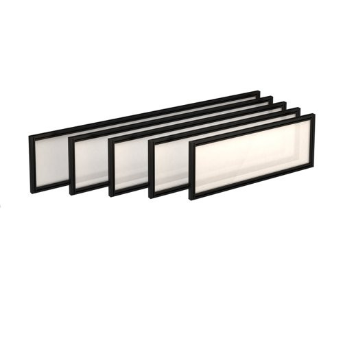 Straight glazed desktop screen 1600mm x 380mm - polar white with silver aluminium frame
