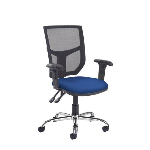 Altino mesh back asynchro operator chair with adjustable arms, chrome base and seat slide - made to order
