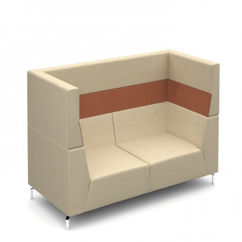 Alban High back two seater sofa with chrome legs - made to order