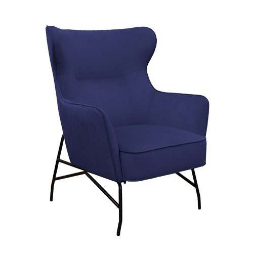 Alpha high back lounge chair with black metal frame
