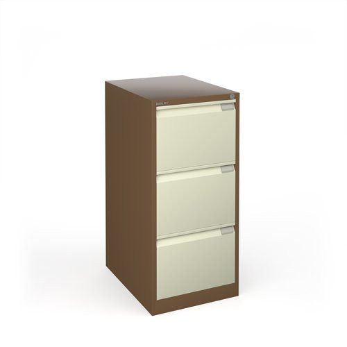 Bisley steel 3 drawer public sector contract filing cabinet 1016mm high - coffee/cream