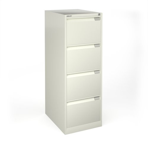 Bisley steel 4 drawer public sector contract filing cabinet 1321mm high - white