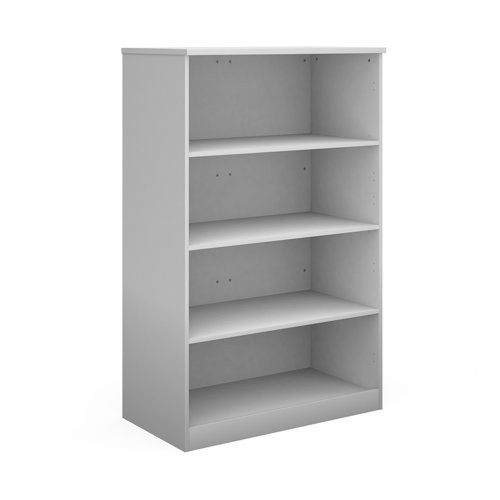 Deluxe bookcase 1600mm high with 3 shelves - white