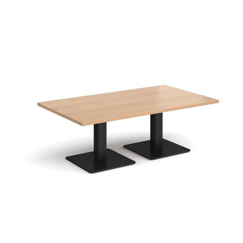 Brescia rectangular coffee table with flat square black bases 1400mm x 800mm - beech