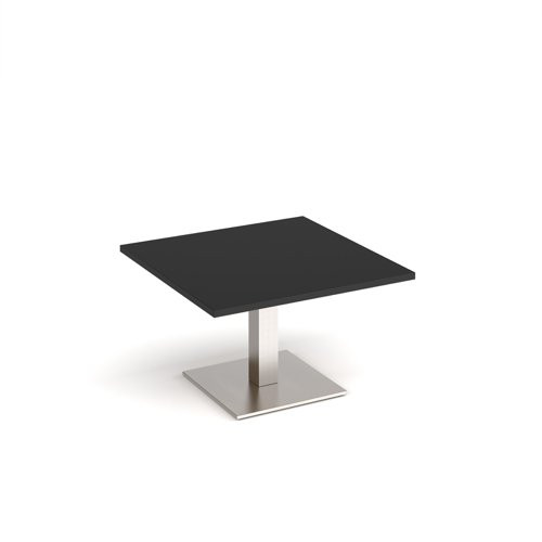 Brescia square coffee table with flat square brushed steel base 800mm - Black