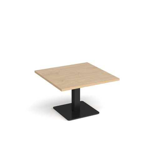 Brescia square coffee table with flat square black base 800mm - Kendal oak