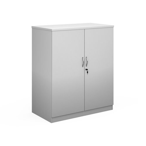 Deluxe double door cupboard 1200mm high with 2 shelves - white