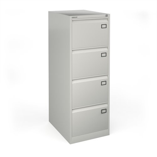 Steel 4 drawer filing cabinet 1321mm high - grey