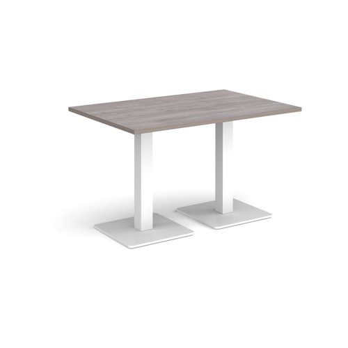 Brescia rectangular dining table with flat square white bases 1200mm x 800mm - grey oak