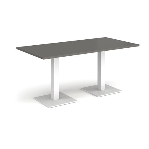 Brescia rectangular dining table with flat square white bases 1600mm x 800mm -Onyx Grey