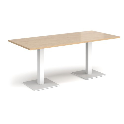 Brescia rectangular dining table with flat square white bases 1800mm x 800mm - Kendal oak