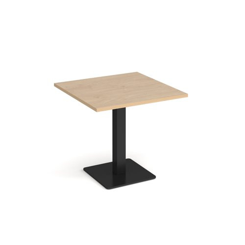 Brescia square dining table with flat square black base 800mm - Kendal oak