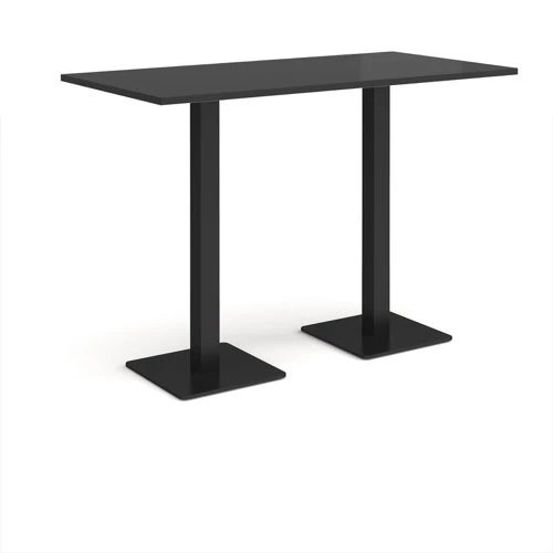 Brescia rectangular poseur table with flat square black bases 1600mm x 800mm - Black