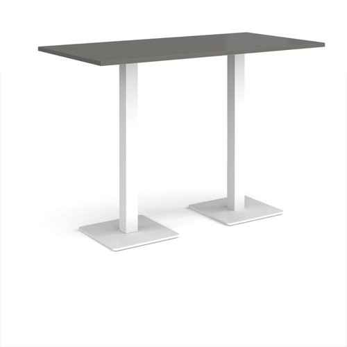 Brescia rectangular poseur table with flat square white bases 1600mm x 800mm - Onyx Grey