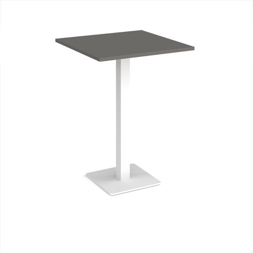 Brescia square poseur table with flat square white base 800mm - Onyx Grey+E911