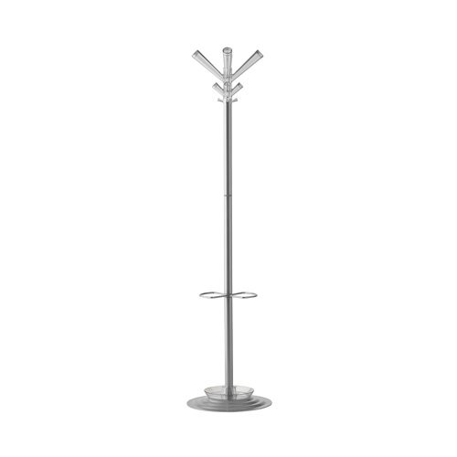 Callisto coat stand with 4 coat hooks and 4 umbrella hooks - Grey & transparent