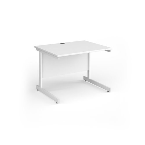 Contract 25 straight desk with white cantilever leg 1000mm x 800mm - white top