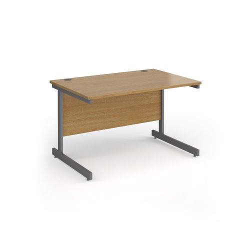 Contract 25 straight desk with graphite cantilever leg 1200mm x 800mm - oak top