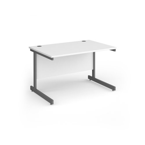 Contract 25 straight desk with graphite cantilever leg 1200mm x 800mm - white top