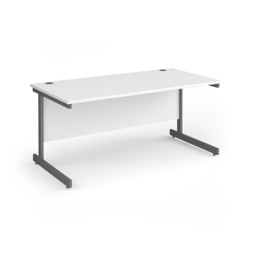 Contract 25 straight desk with graphite cantilever leg 1600mm x 800mm - white top