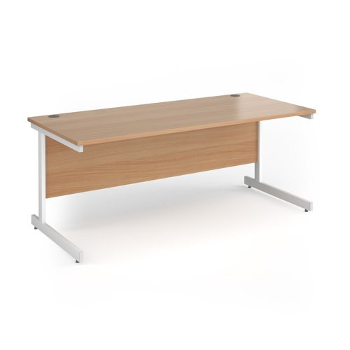 Contract 25 straight desk with white cantilever leg 1800mm x 800mm - beech top