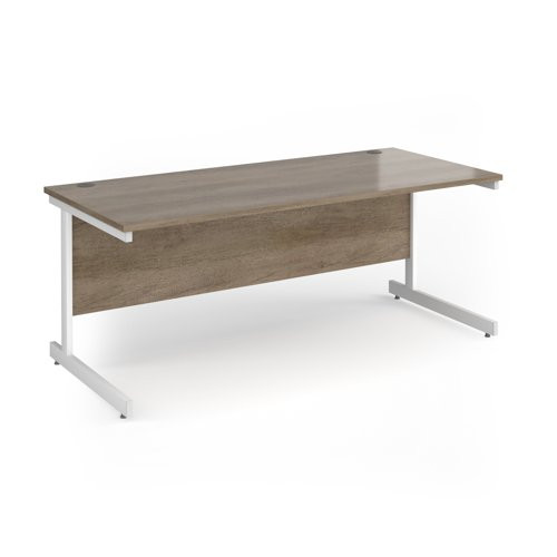 Contract 25 straight desk with white cantilever leg 1800mm x 800mm - nebraska oak top