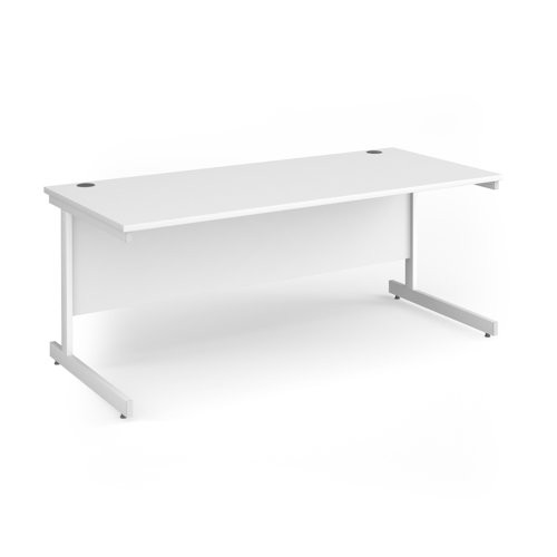 Contract 25 straight desk with white cantilever leg 1800mm x 800mm - white top