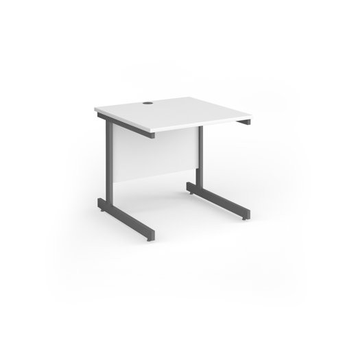 Contract 25 straight desk with graphite cantilever leg 800mm x 800mm - white top