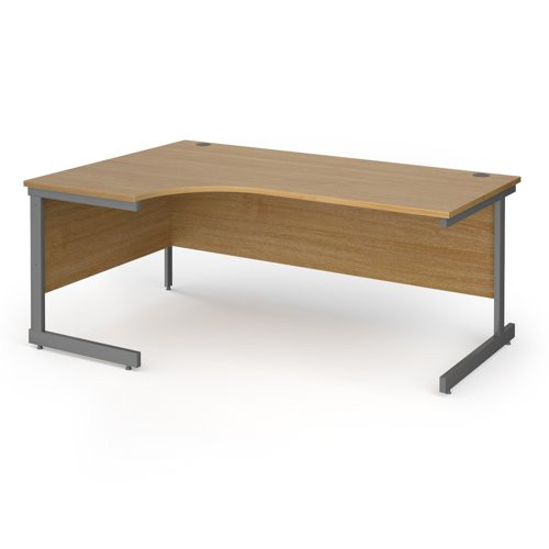 Contract 25 left hand ergonomic desk with graphite cantilever leg 1800mm - oak top
