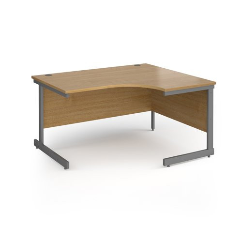 Contract 25 right hand ergonomic desk with graphite cantilever leg 1400mm - oak top