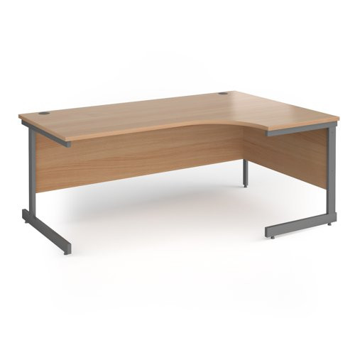Contract 25 right hand ergonomic desk with graphite cantilever leg 1800mm - beech top