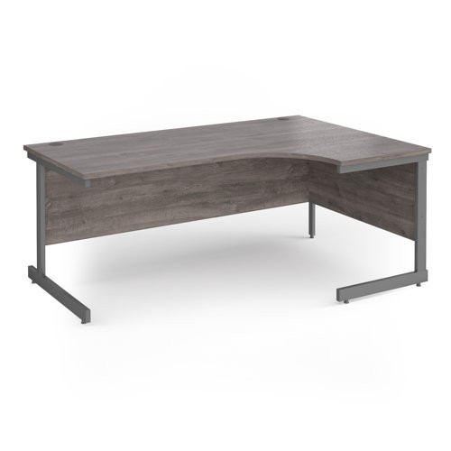 Contract 25 right hand ergonomic desk with graphite cantilever leg 1800mm - grey oak top
