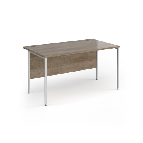 Contract 25 straight desk with silver H-Frame leg 1400mm x 800mm - Nebraska Oak top