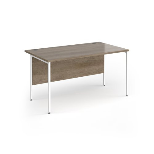 Contract 25 straight desk with white H-Frame leg 1400mm x 800mm - Nebraska Oak top