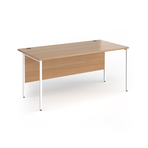 Contract 25 straight desk with white H-Frame leg 1600mm x 800mm - beech top