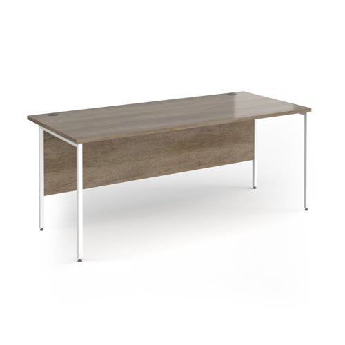 Contract 25 straight desk with white H-Frame leg 1800mm x 800mm - Nebraska Oak top