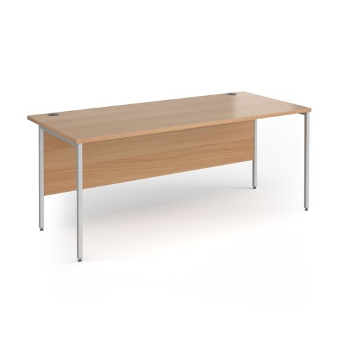 Contract 25 straight desk with silver H-Frame leg 1800mm x 800mm - beech top