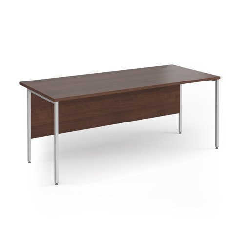 Contract 25 straight desk with silver H-Frame leg 1800mm x 800mm - walnut top