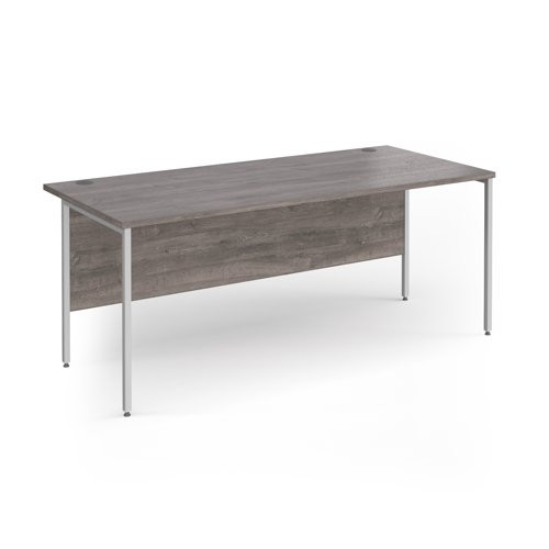 Contract 25 straight desk with white H-Frame leg 1800mm x 800mm - grey oak top